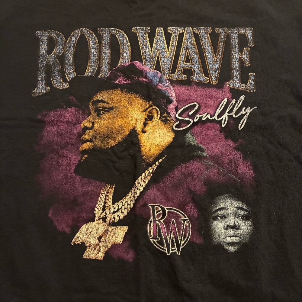 Rod Wave Soulfly  Men's XL Black Graphic Short Sleeve T-Shirt